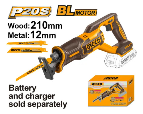 Sierra Sable Brushless Motor S/bat S/carg Ingco Crsli2108 - Imagen 3