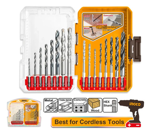 Set De 16 Mechas Combinadas Ingco Akdl11608 Para Metal Pared - Imagen 2