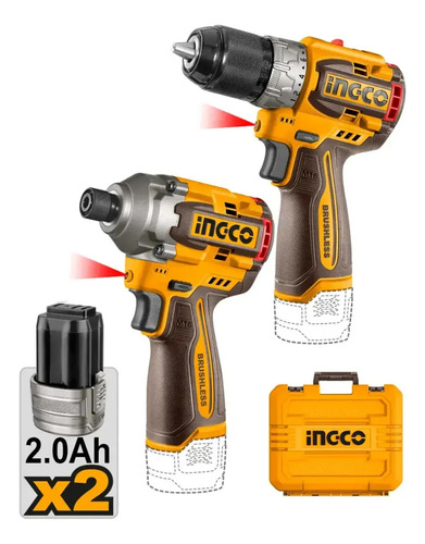 Kit Taladro Atornillador 16v+ Atornillador Impacto A Bateria - Imagen 2