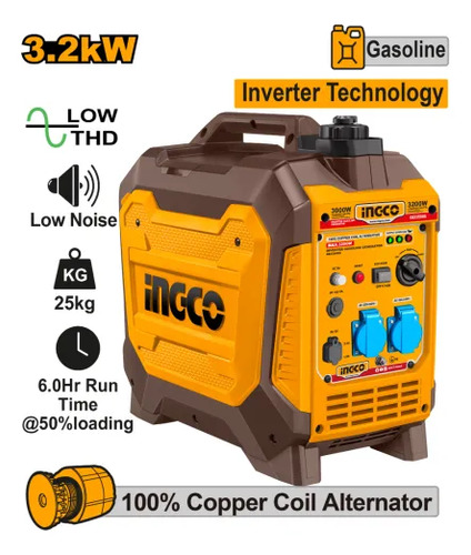 Generador Inverter 3.2kw 25kg Bajo Ruido Ingco Gei35006 - Imagen 2