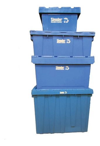 Cajón Caja Logistico Con Tapa 60x40x33,5cm 60lt Slender Celeste