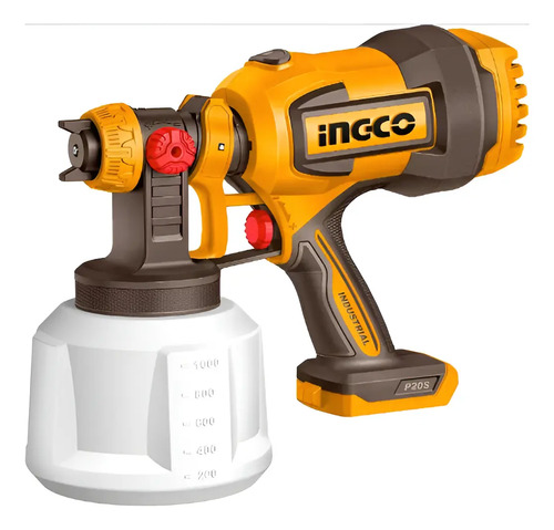 Pistola De Pintar Ingco 20v 800 Ml/min + Accesorios Amarillo Amarillo