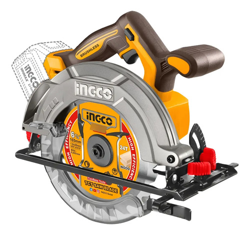Sierra Circular A Bateria 20v 165mm Ingco Csli16523 Amarillo Con Negro 50/60