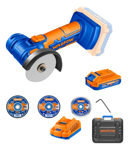 Mini Amoladora 20v + Accesorios + Valija Wadfow Wlap573 Azul 50hz/60hz