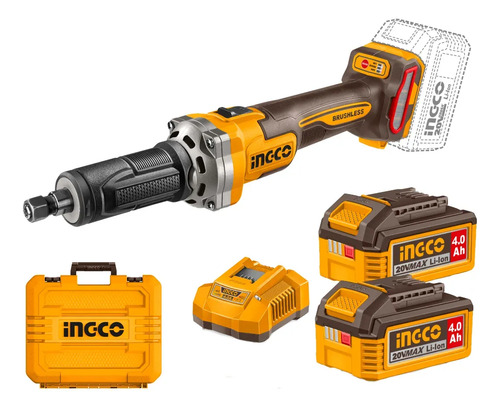 Amoladora Recta 6mm + Accesorios Valija Ingco Cdgli20012 Amarillo 50/60