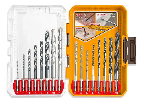 Set De 16 Mechas Combinadas Ingco Akdl11608 Para Metal Pared