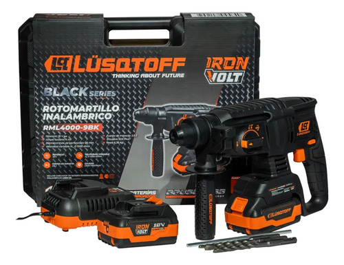 Rotomartillo A Batería C/2 Baterias 4.0amp+cargador Lusqtoff Negro Con Naranja 50/60 - Imagen 2