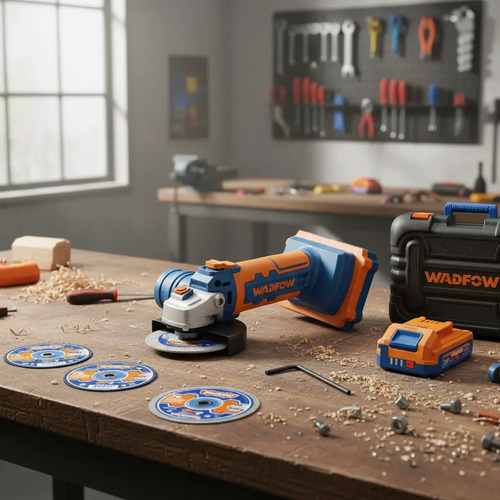 Mini Amoladora 20v + Accesorios + Valija Wadfow Wlap573 Azul 50hz/60hz - Imagen 2