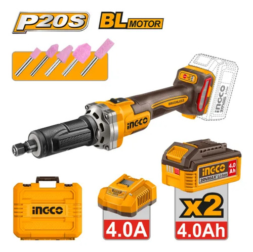 Amoladora Recta 6mm + Accesorios Valija Ingco Cdgli20012 Amarillo 50/60 - Imagen 2