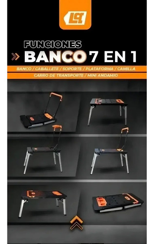 Banco De Trabajo 7en1 108x54x78cm Lusqtoff Btcl7-8 Negro - Imagen 4