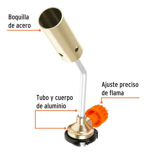 Mechero P/lata De Gas De 1/4 De Vuelta, Truper + Gas Butano - Imagen 2