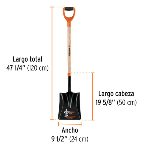 Pala Cuadrada T-2000 Puño Offset 'y' Mango 36' Truper - Imagen 4