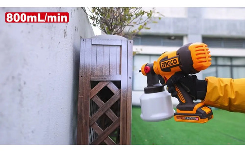 Pistola De Pintar Ingco 20v 800 Ml/min + Accesorios Amarillo Amarillo - Imagen 2